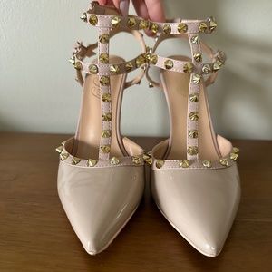 Nude studded heels 7